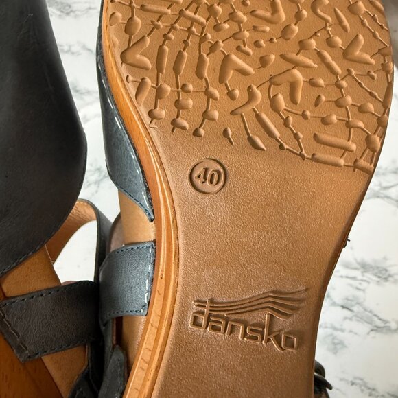 Dansko Women 40 US 9-9.5 Taci Clog Blue Leather Comfort Closed Toe Non Slip Shoe - Picture 7 of 7